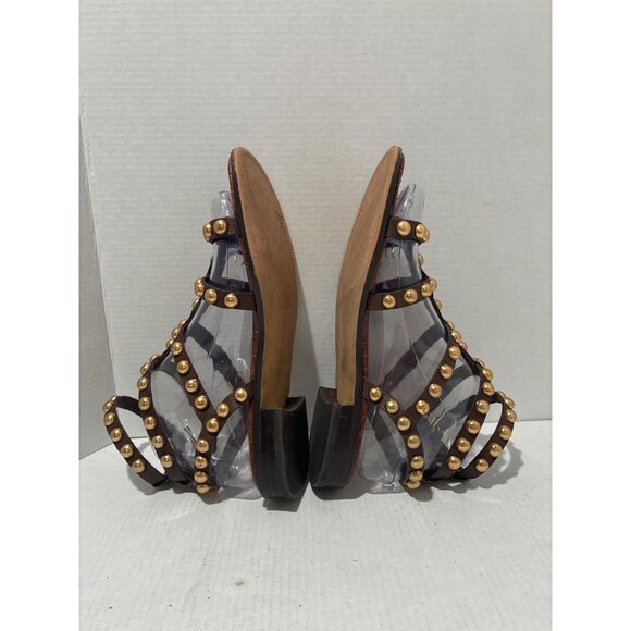 Sam Edelman Estella studded gladiator sandals brown leather ankle straps size 7 - Picture 4 of 8